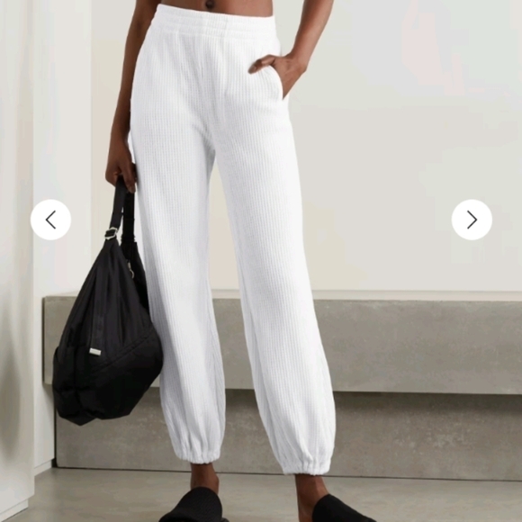 NWT Norma Kamali Boyfriend Puff waffle-knit cotton-blend track pants sz 1X